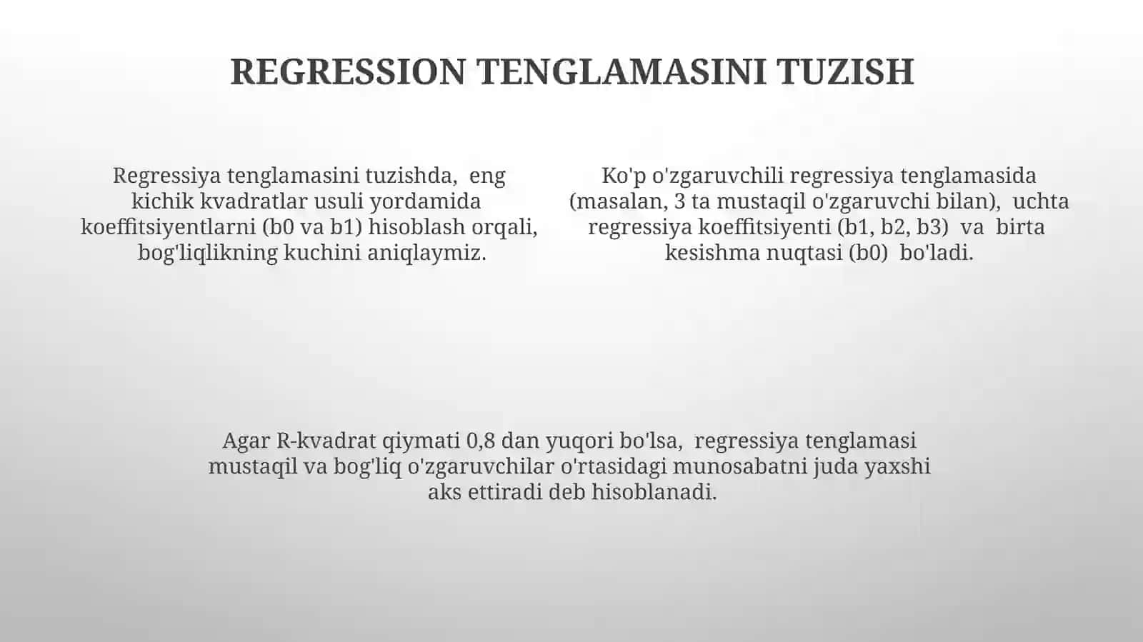 Korrelyatsiya va regressiya koeffisentini aniqlash 4