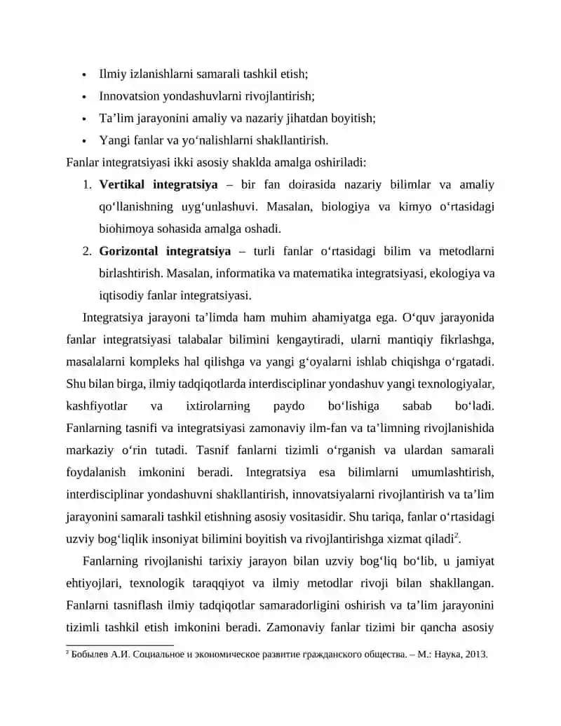 Fanlarning tasnifi va integratsiyasi 4
