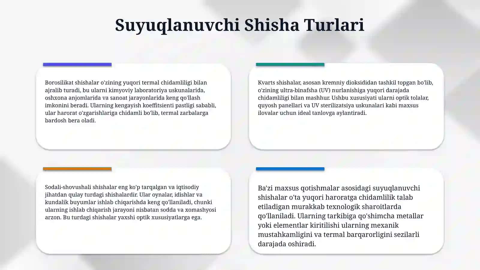 Yengil suyuqlanuvchi shisha olish 4