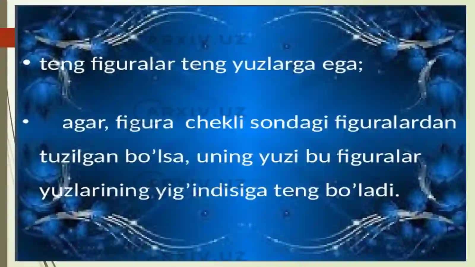 Figuralarning yuzi. Figuralar yuzini о‘lchash usullari 4