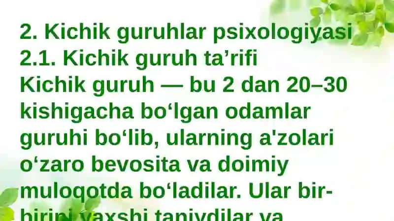 Kichik va katta guruhlar psixologiyasi 4