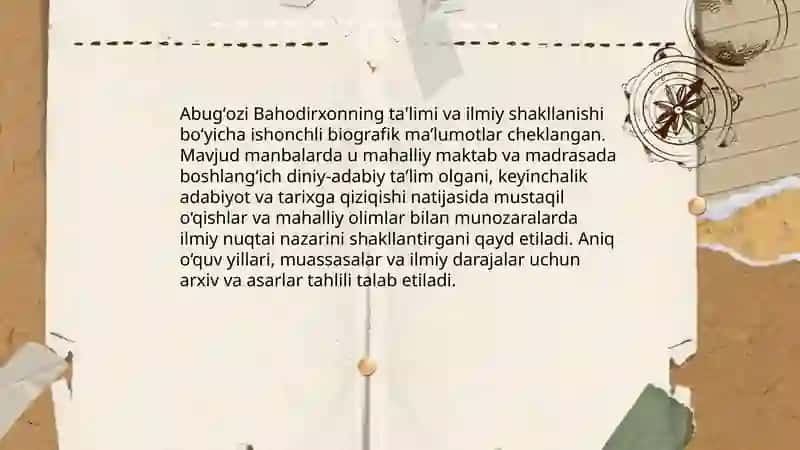 Abugʻozi Bahodirxon hayoti va ijodi 4