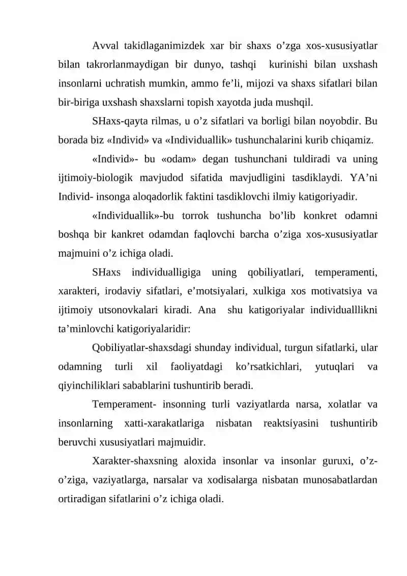Individual psixologik xususiyatlar. Temoperament 4