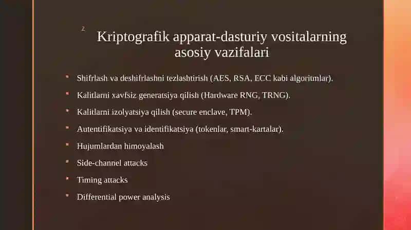Kriptografik apparat-dasturiy vositalar. 4