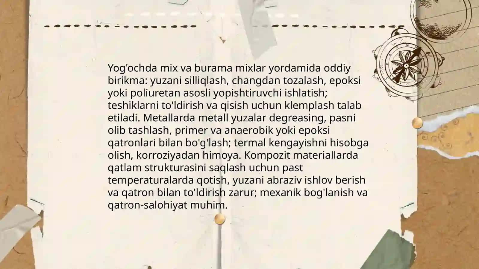 Mix va burama mixlar yordamida oddiy birikma tayyorlash texnologiyasi 4