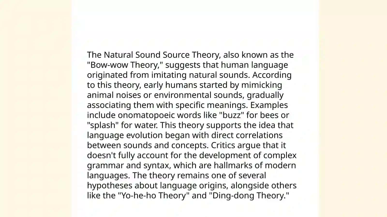 Theories of the origin of language 4