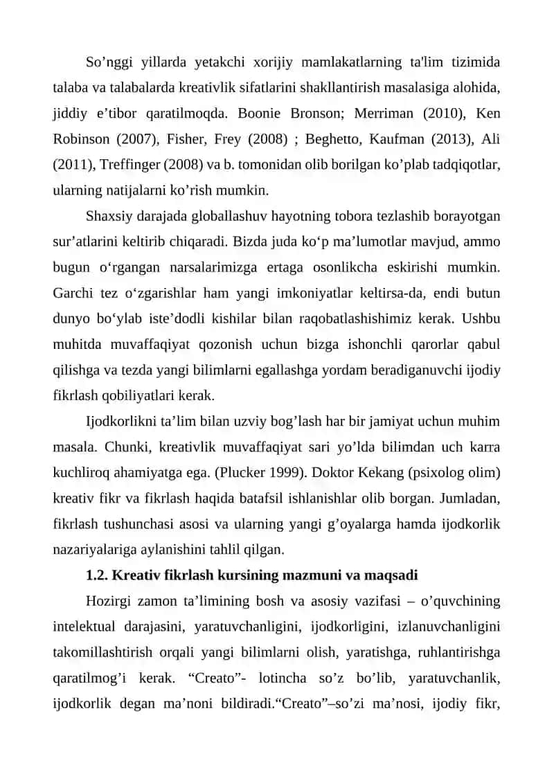 “Kreativ fikrlash” faniga kirish 4