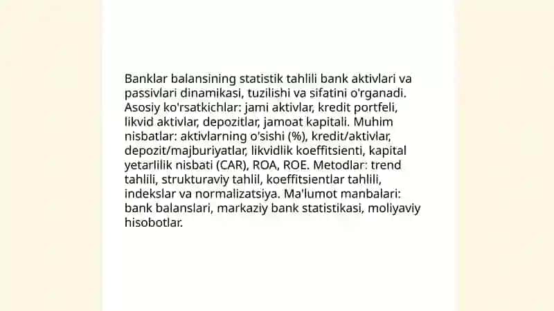 Moliya-kredit tizimi statistikasi 4