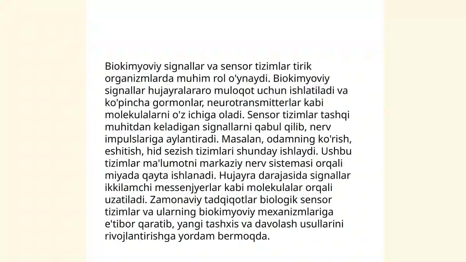 Sensor tizimlar faoliyatining biokimyoviy asoslari 4