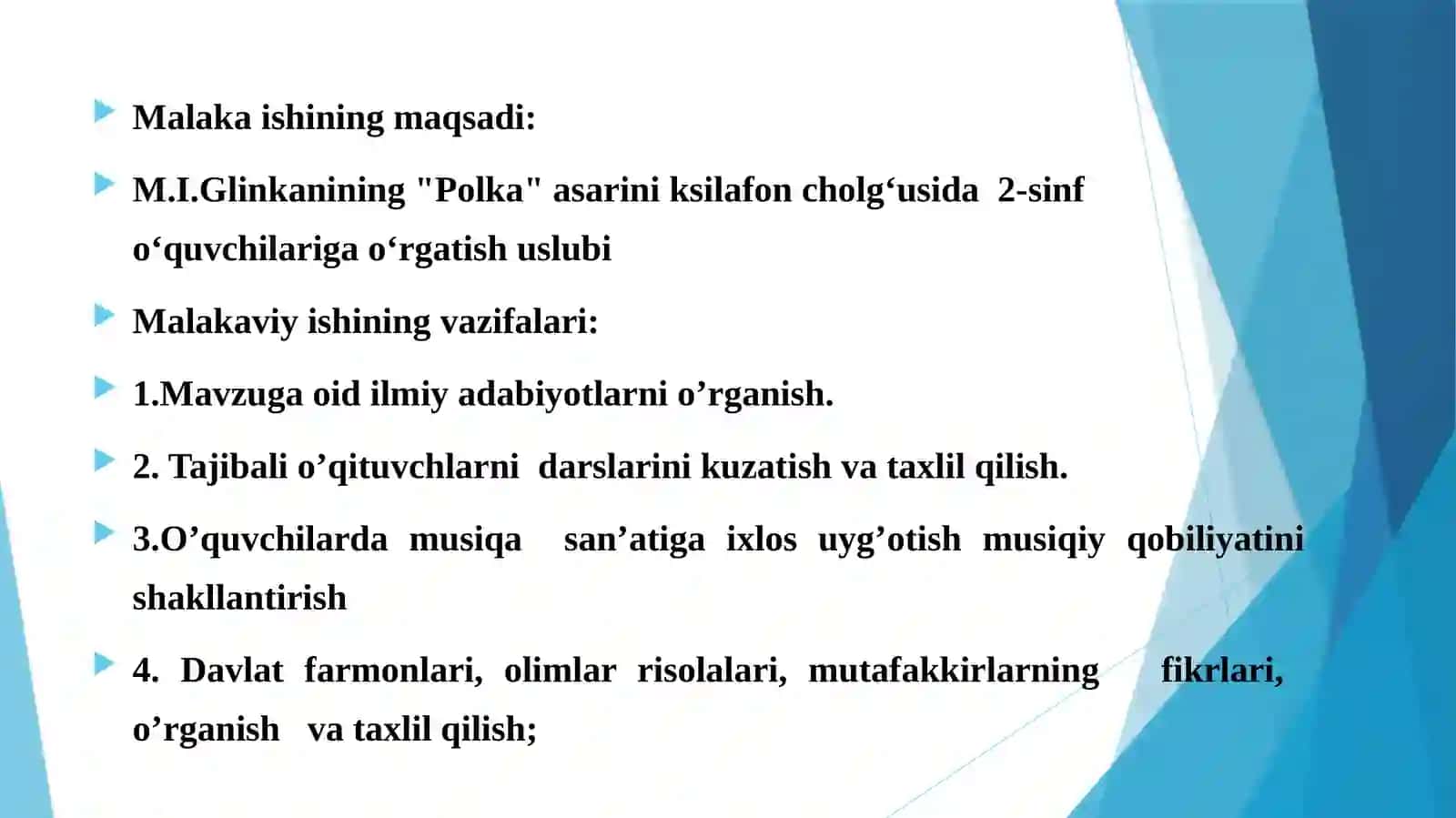 Mixail Glinkanining "Polka" asarini ksilafon cholg‘usida 2-sinf o‘quvchilariga o‘rgatish uslubi 4