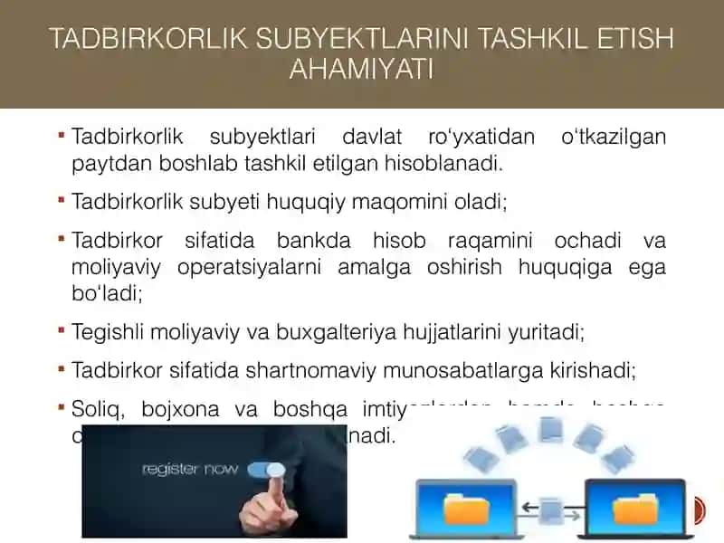 Tadbirkorlik subyektlarini tashkil etish tartibi va usullari 4