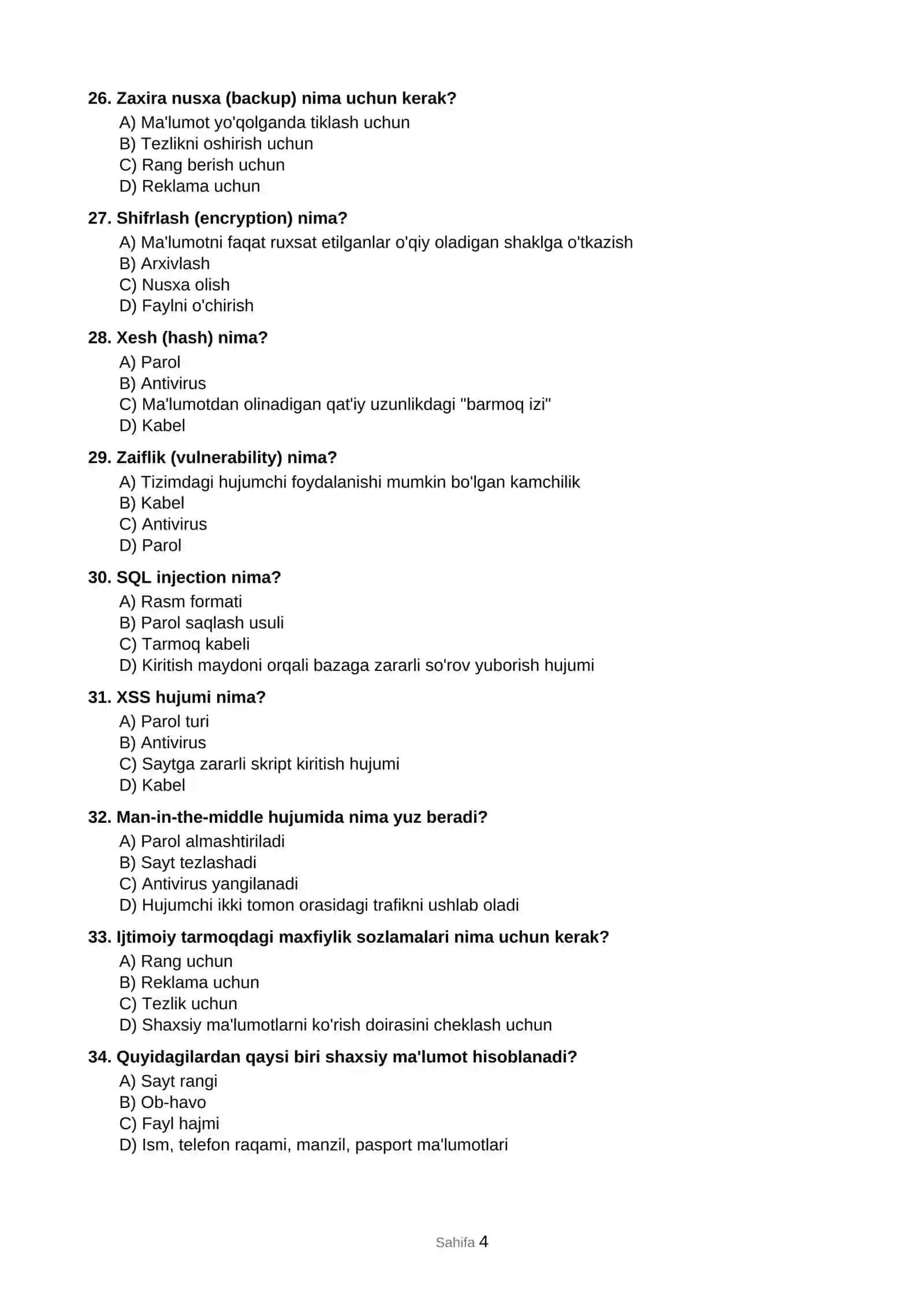 Kiberxavfsizlik asoslari 4