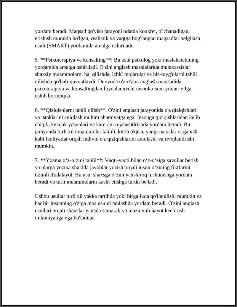 O‘ZLIGINI FAOLLASHTIRISH O‘ZINI O‘ZI BOSHQARISH VA PERSONALLIK 4