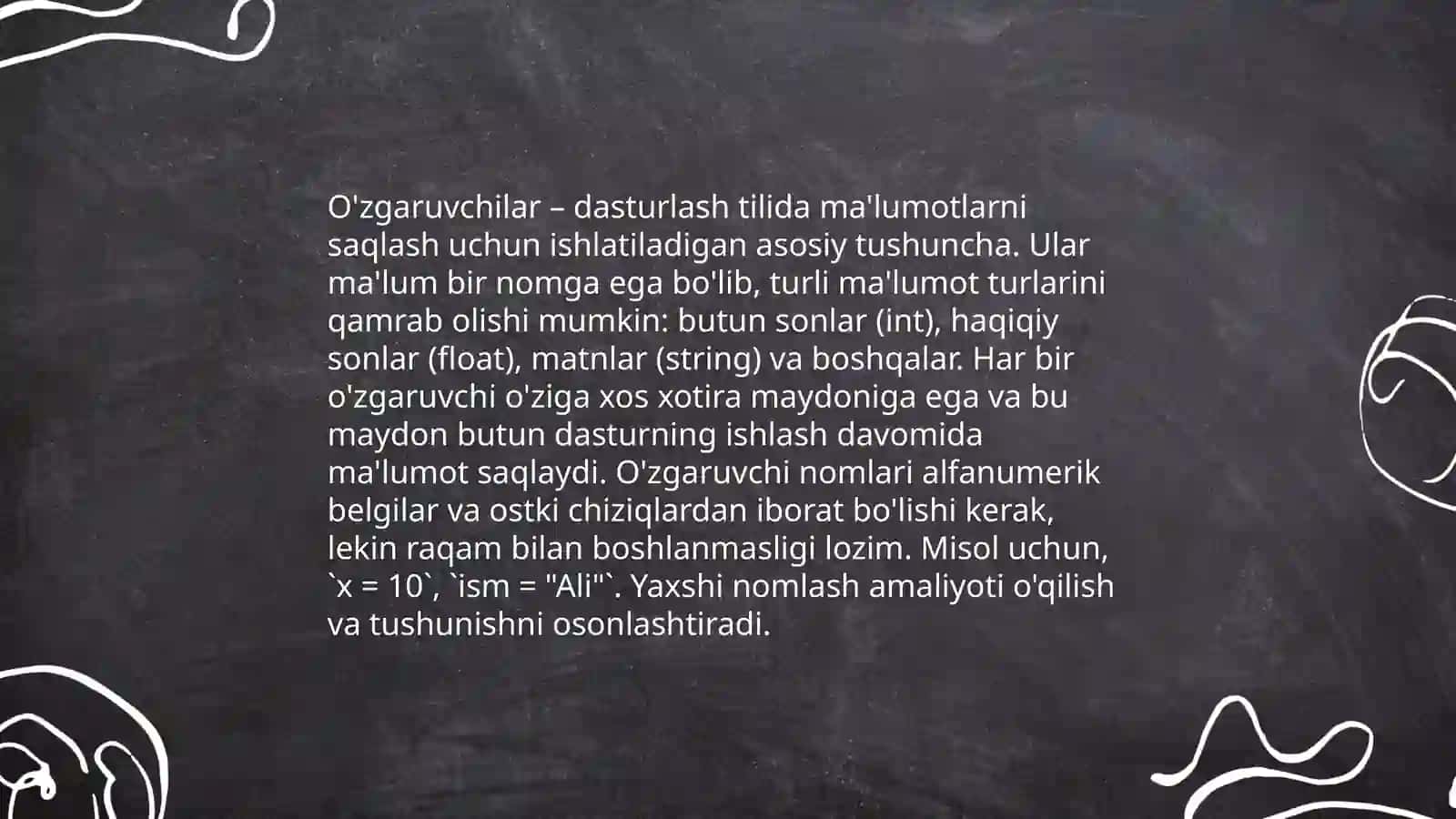 Ma'lumot turlari (Data Types) 4