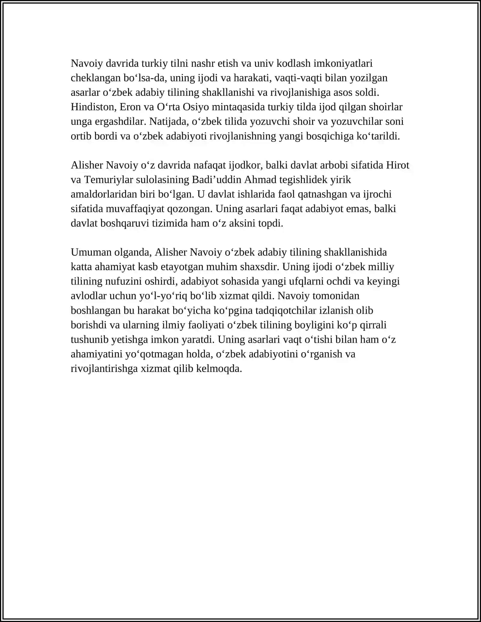 ALISHER NAVOIYNING OʻZBEK ADABIYOTIDA OʻRNI 4