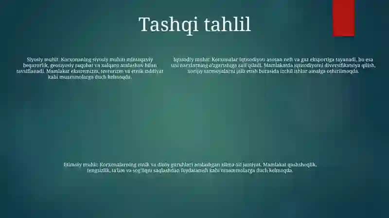 Korxonalarning Tashqi Siyosat Tahlili 4