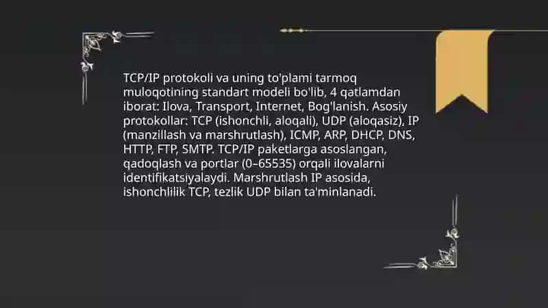 Tarmoq texnologiyalari. Internet bayonnomalari 4