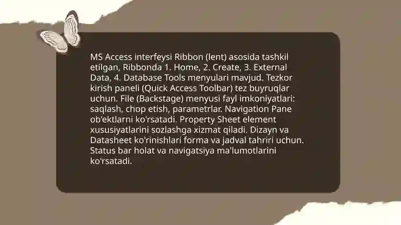 MS Access ma'lumotlar ba'zasini boshqarish tizimi 4