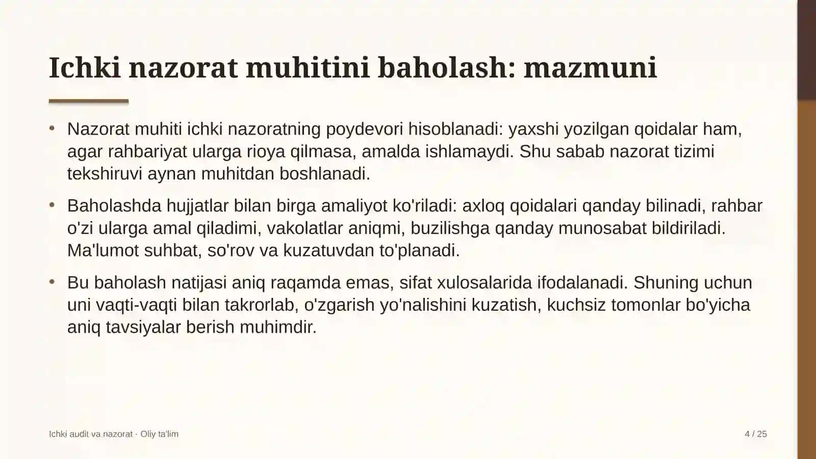 startaplarda ichki nazorat muhitini baholash 4733 4