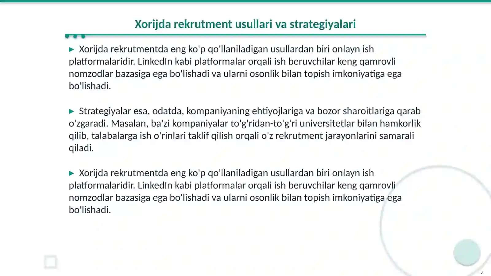 Xorijda rekrutment tajribalari 4