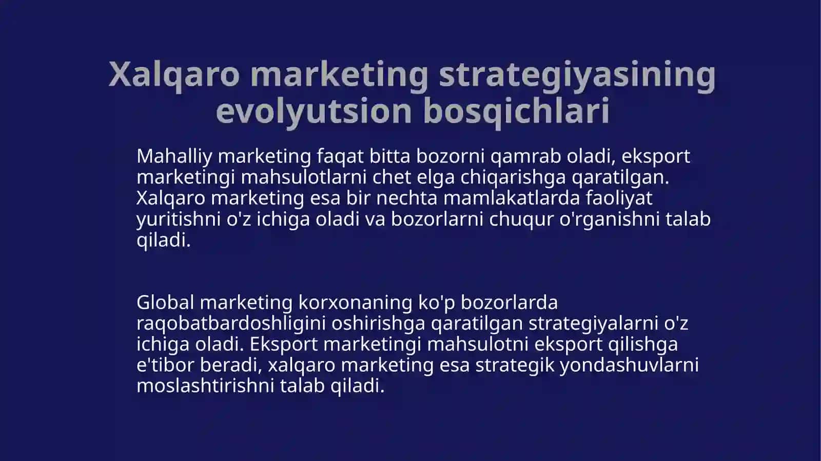 Jahon bozorida marketing strategiyasini tanlash 4