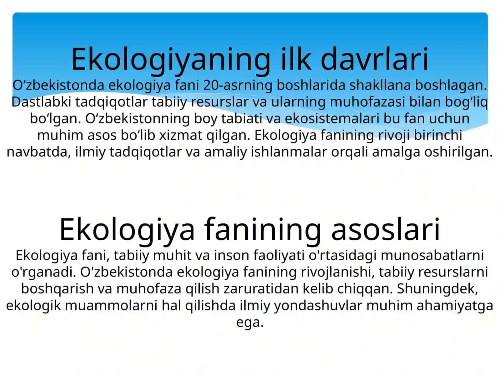 Ekologiya fanidan taqdimoti 4