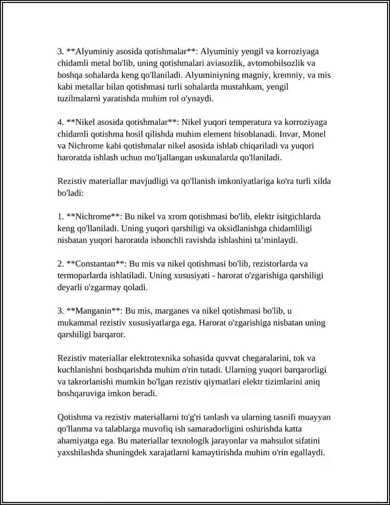 TURLI QOTISHMALAR VA REZISTIV MATERIALLAR 4