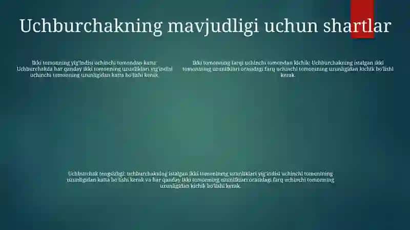 Uchburchak Mavjudligi 4
