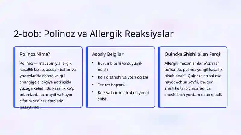 Quincke Shishi va Polinoz: Sabablar, Belgilar va Davolash 4