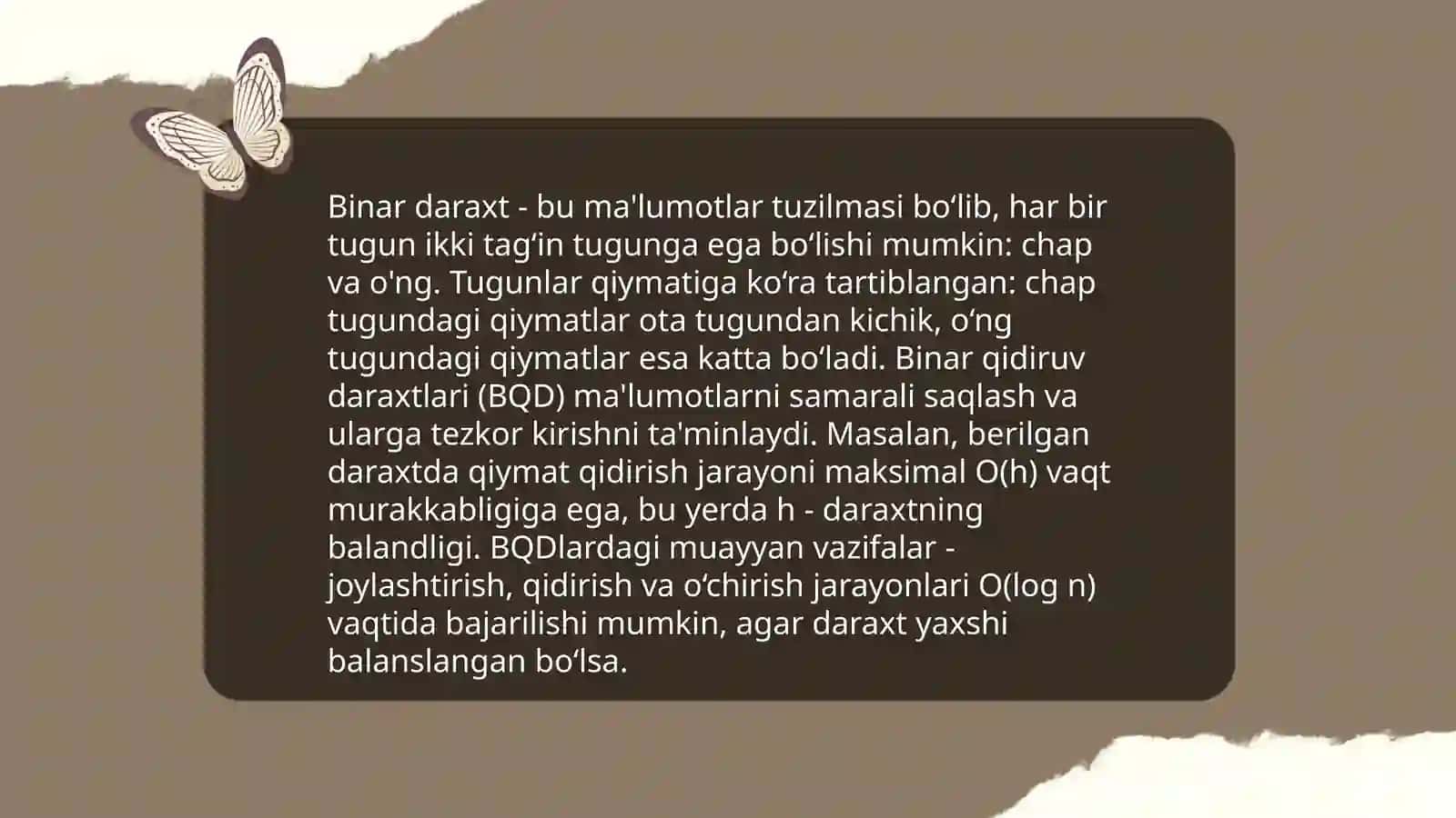 Daraxt tushunchasi va binar daraxt algoritmi 4