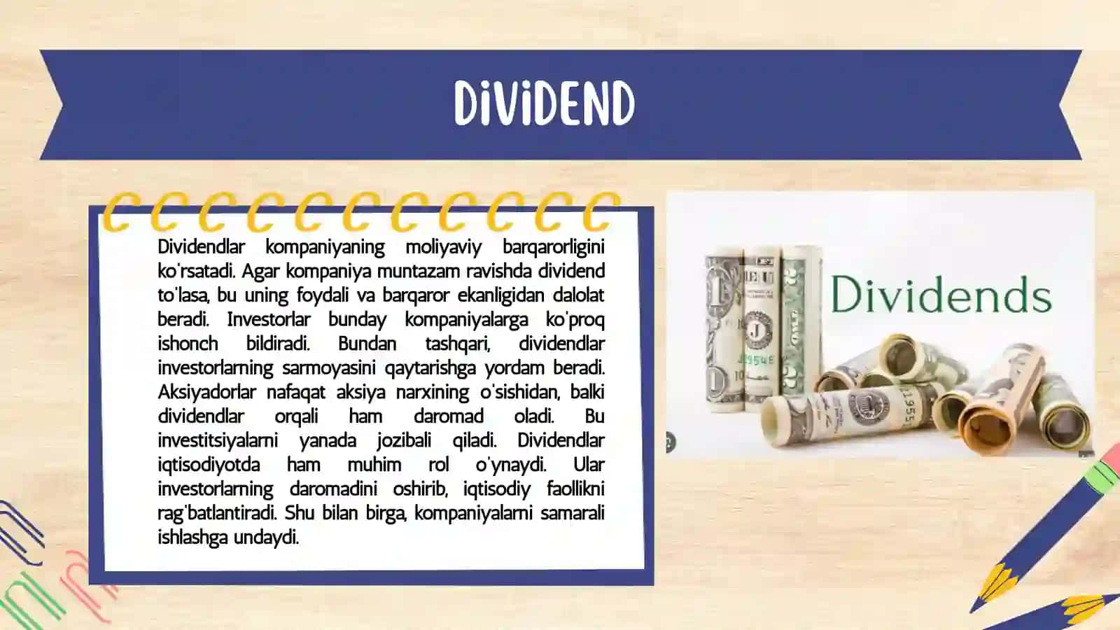 Dividend tushunchasi va uning turlari 4