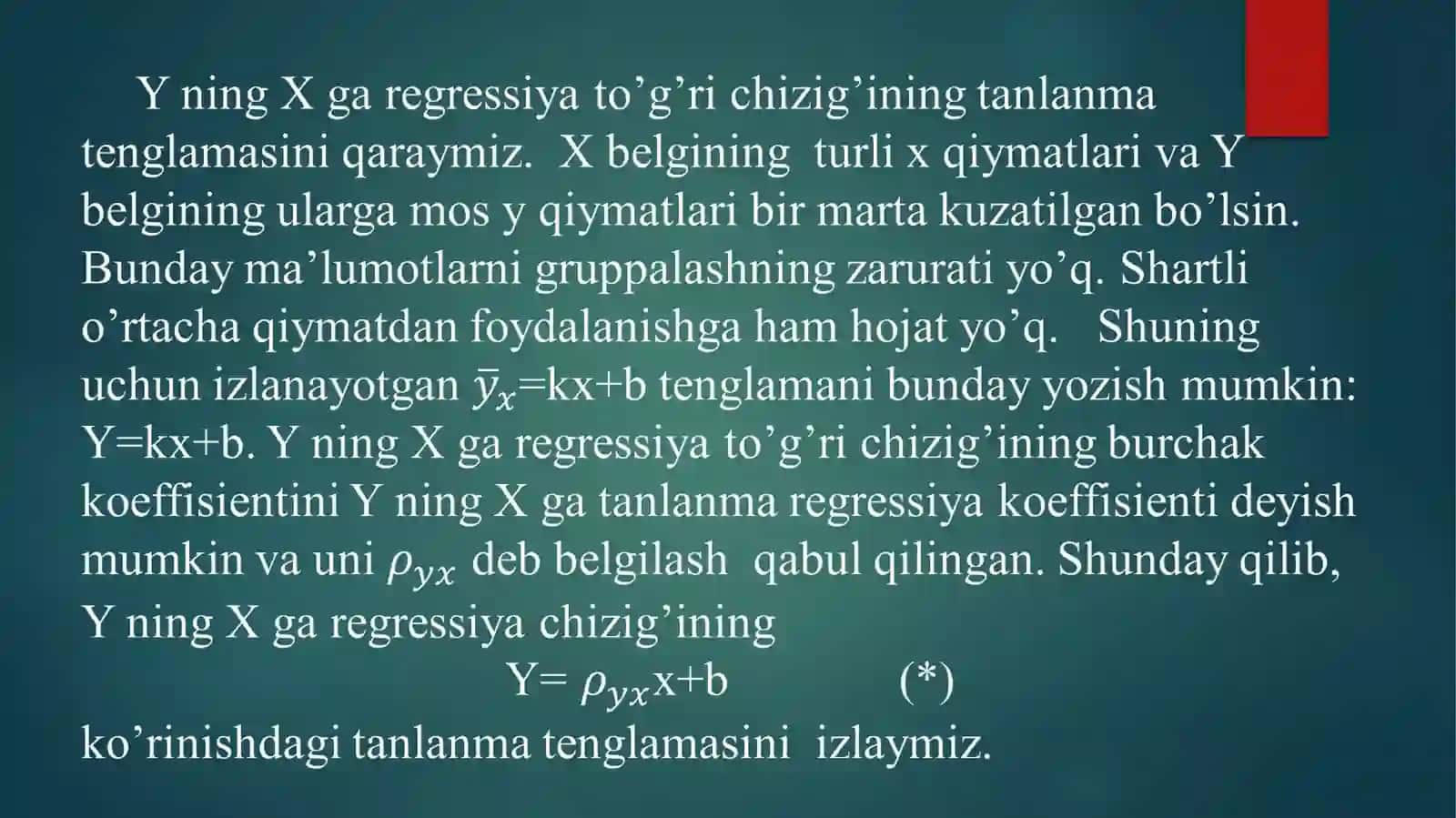 Regressiya tenglamalari 4
