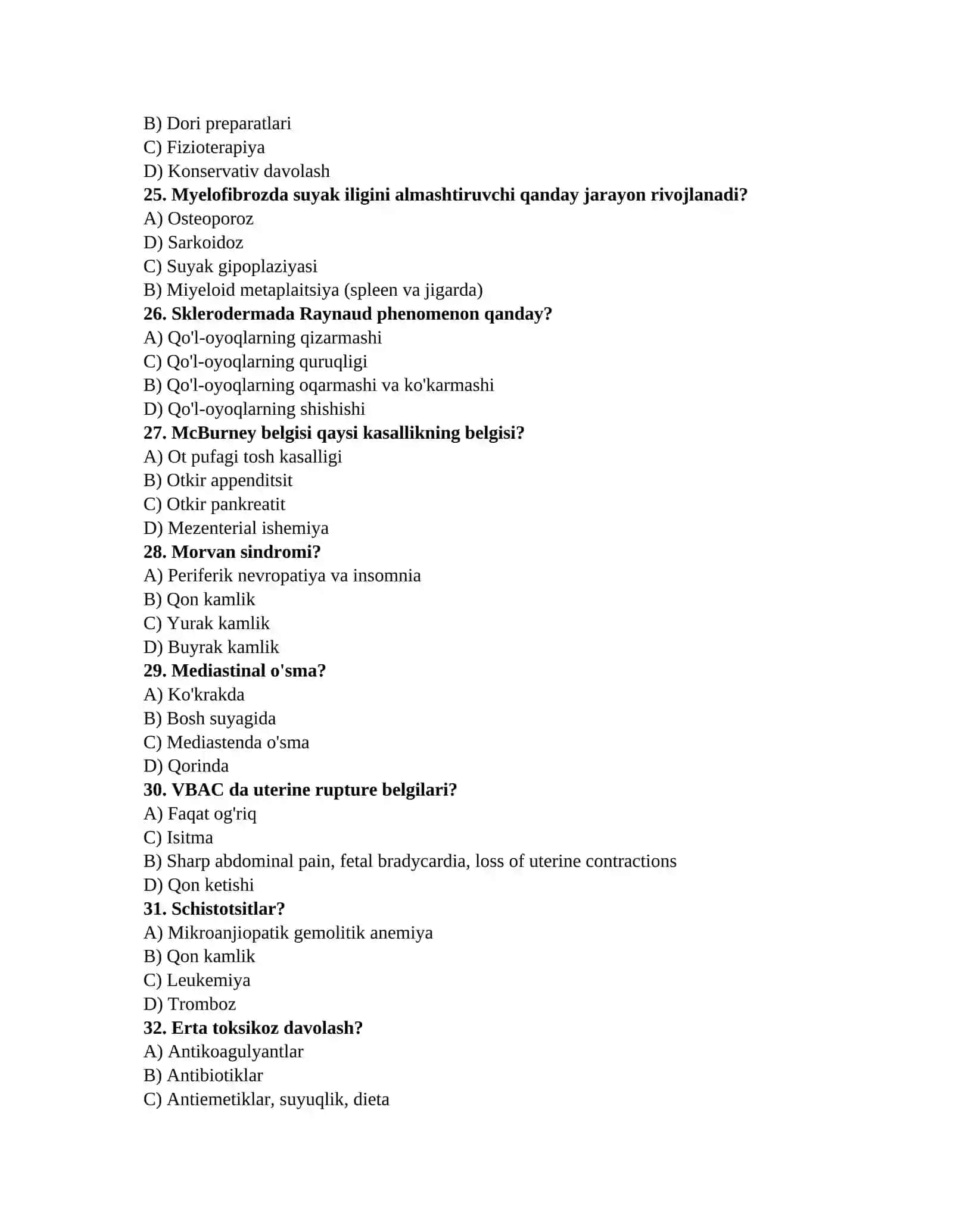 Ordinatura savollar bazasi 4