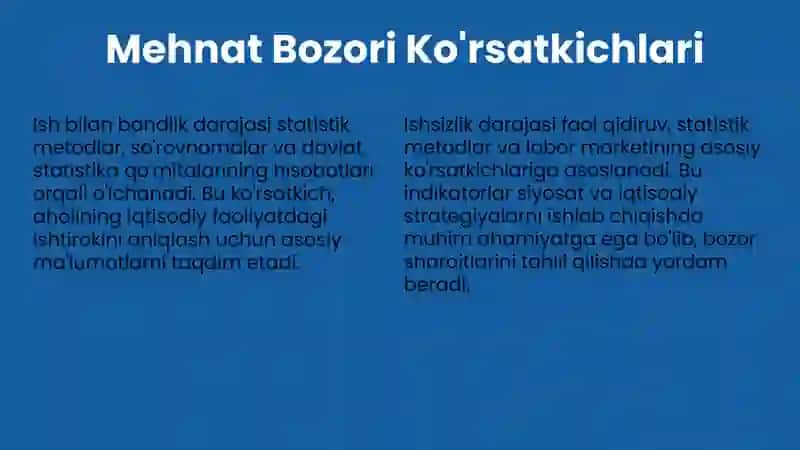 Statistika Mehnat bozori statistikasi mustaqil ish taqdimot 4