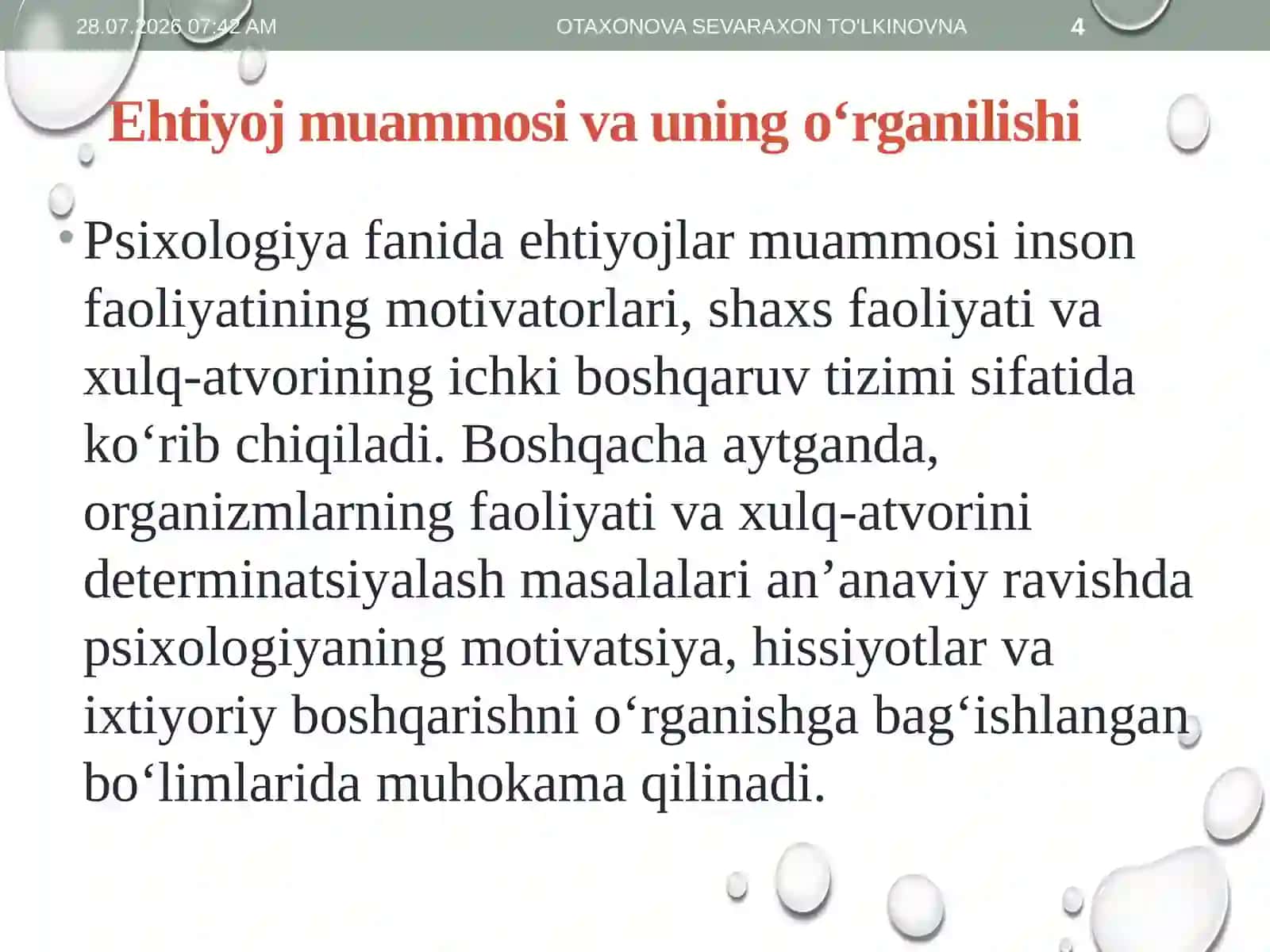 Ehtiyoj, motiv va motivatsiyani  o‘rganish metodlari 4