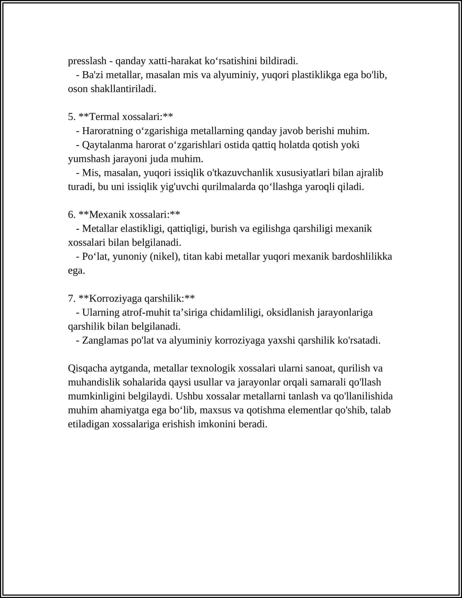 METALLARNING TEXNOLOGIK XOSSALARI 4