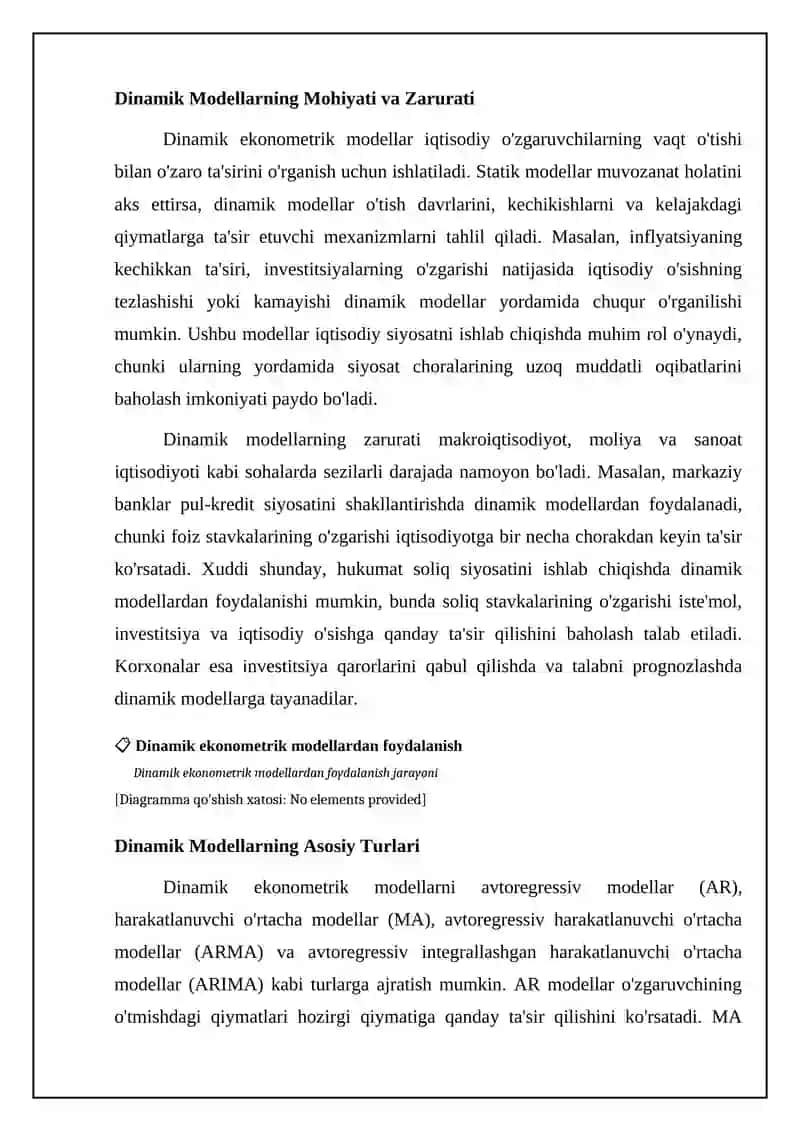 Dinamik ekonometrik modellardan foydalanish 4