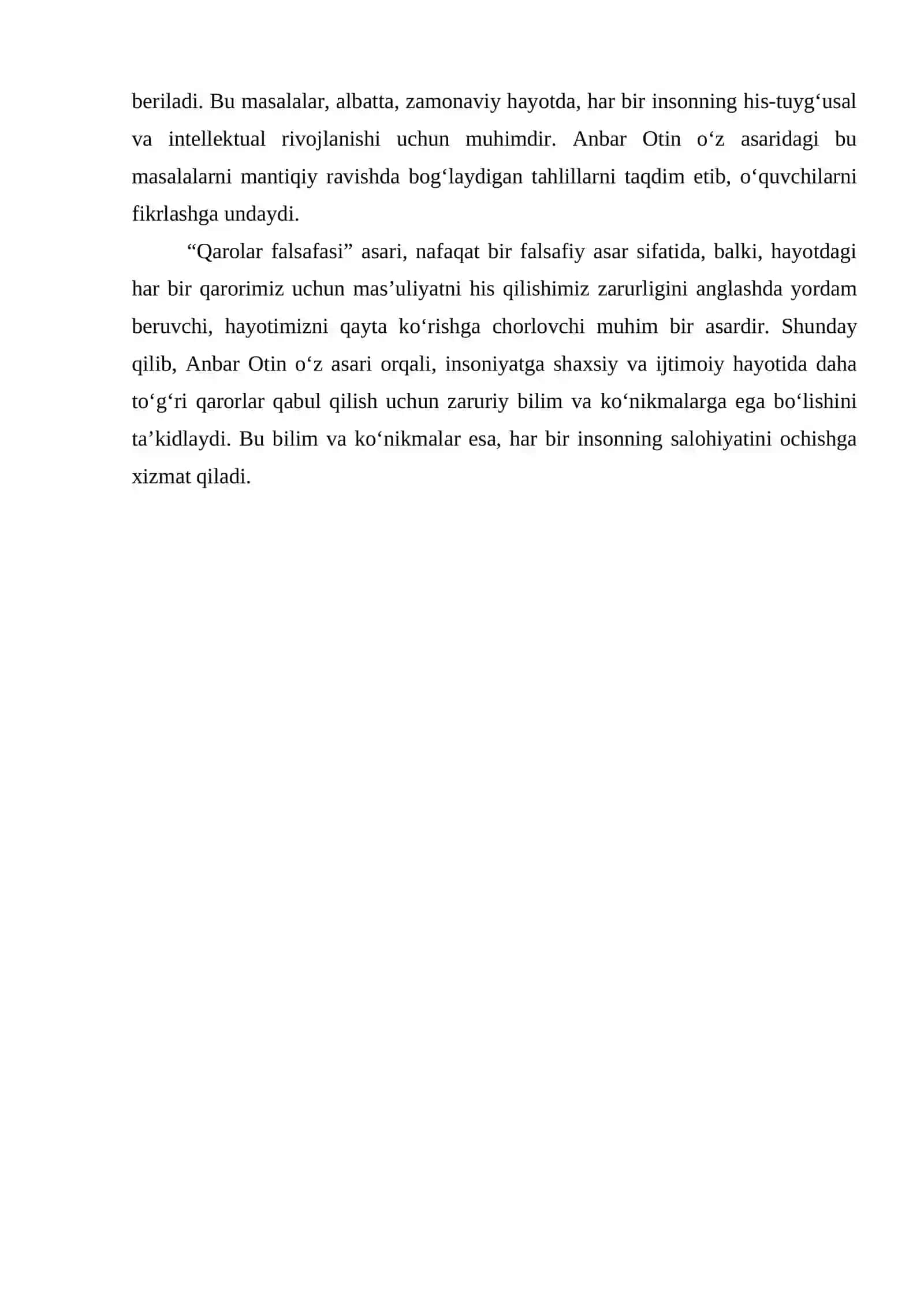 ANBAR OTIN VA UNING "QAROLAR FALSAFASI" ASARI TAHLILI 4