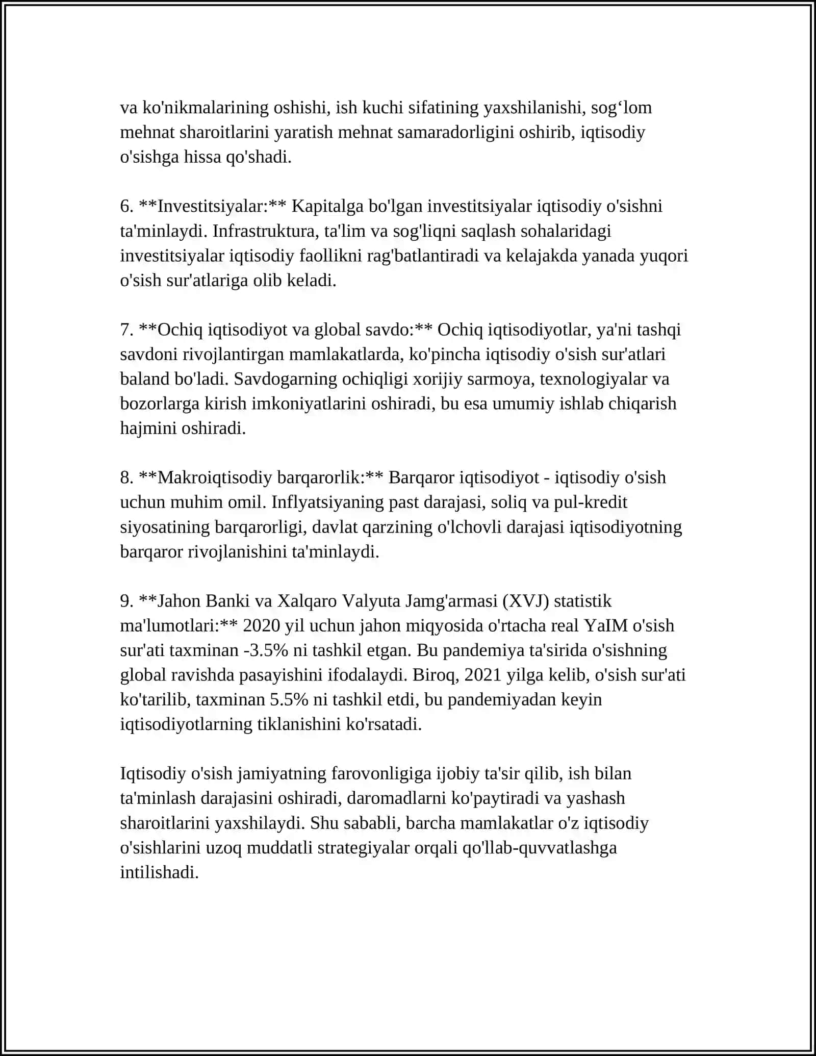 IQTISODIY O'SISH, UNING TURLARI VA HISOBLASH USULLARI 4