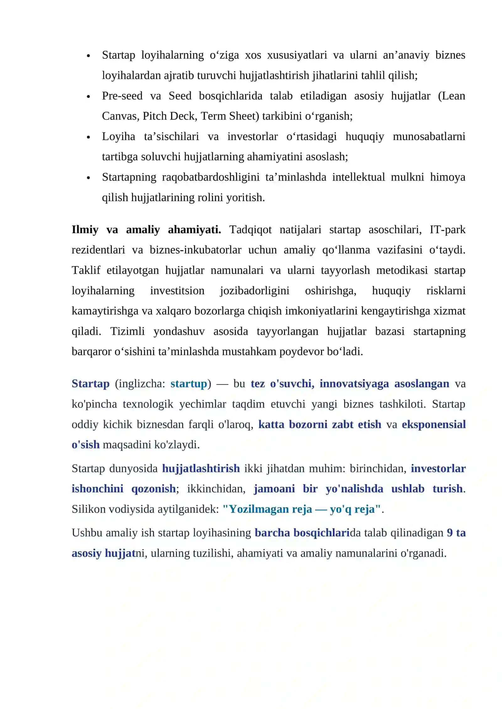 STARTAP loyihalarga tegishli hujjatlar 4