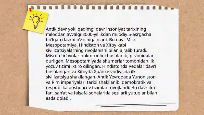 Qadimgi davr insoniyat tarixi 4