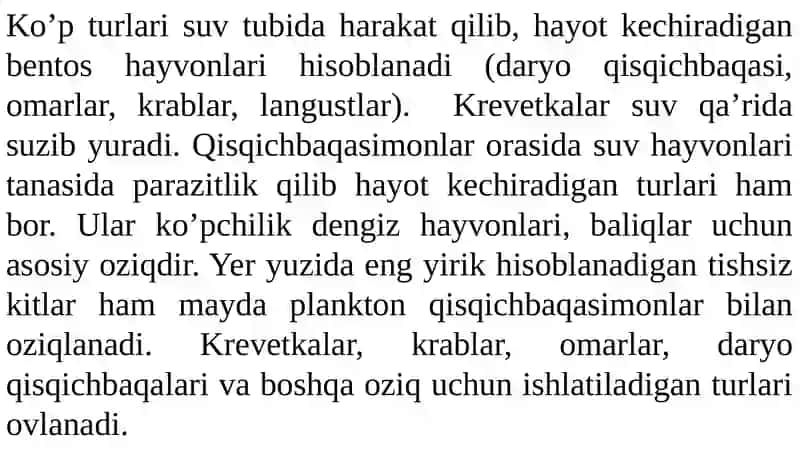 QISQICHBAQASIMONLAR (CRUSTACEA) SINFI 4
