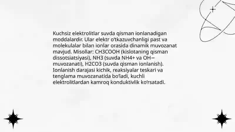 Kuchli va kuchsiz elektrolitlar 4