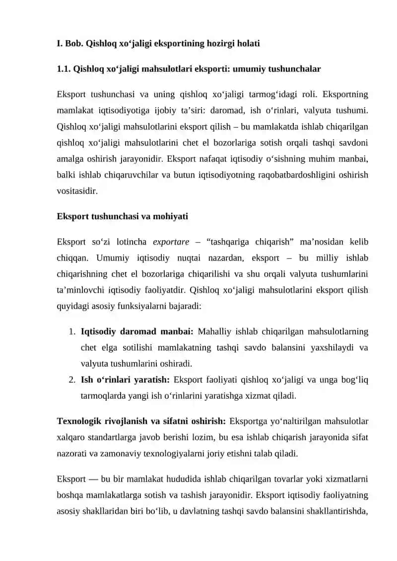 QISHLOQ XO‘JALIGIDA EKSPORT IMKONIYATLARINI KENGAYTIRISH 4