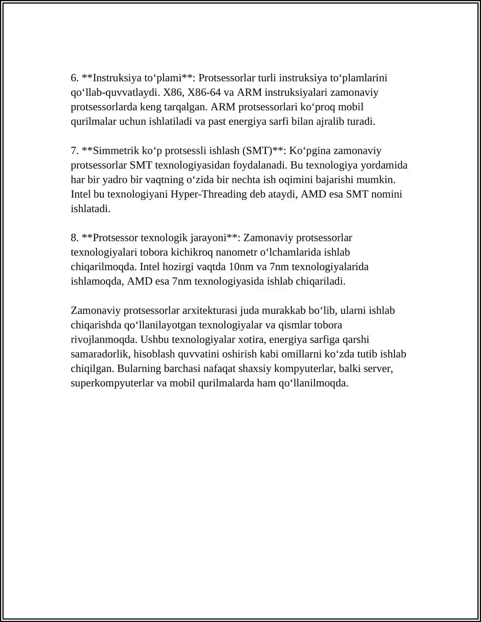 Zamonaviy protsessorlar arxitekturasi 4