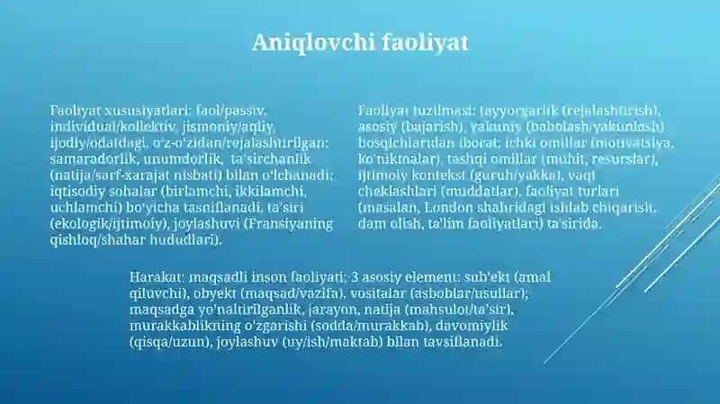 Faollikning aniq tuzilishi va xususiyatlari 4