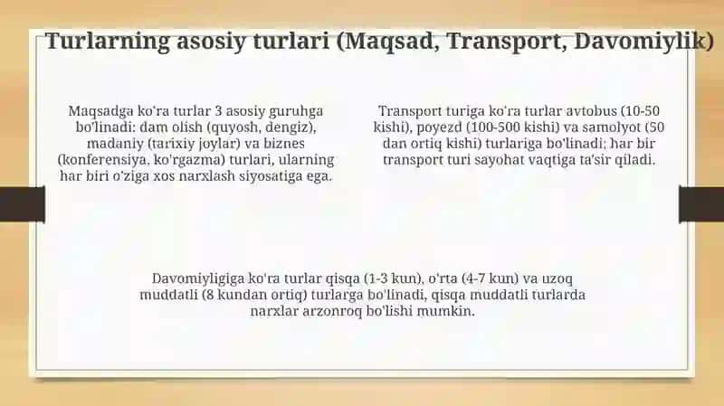 Turizm turlari va klassifikatsiyasi 4