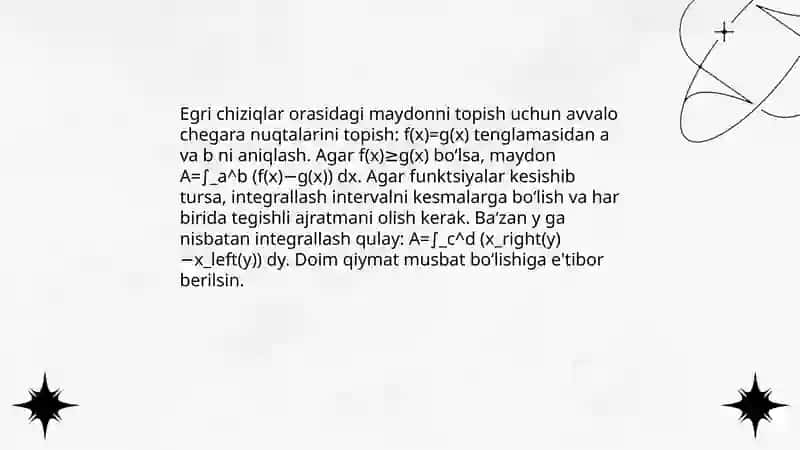 Integral hisobning tatbiqlariga oid topshiriqlar bajarish 4