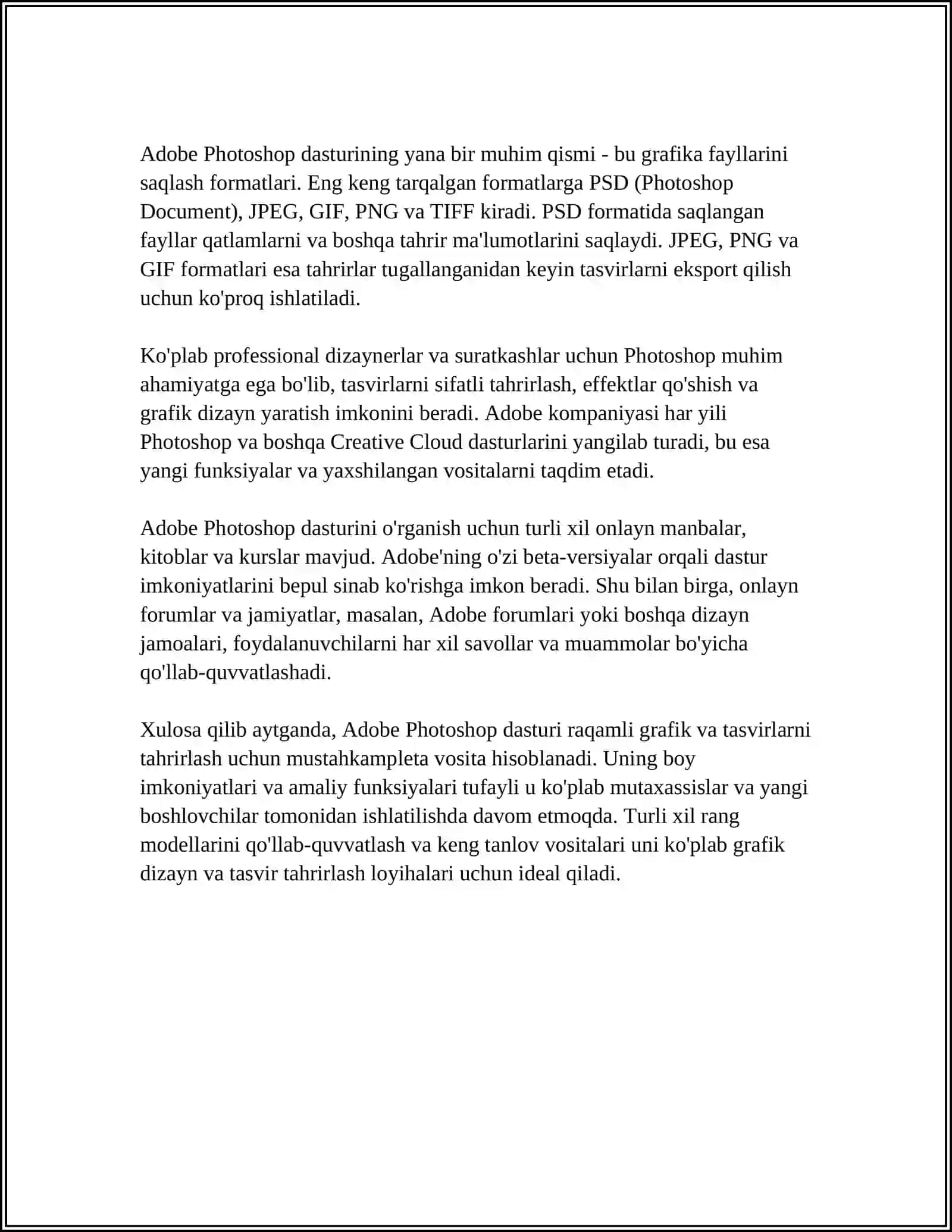ADOBE PHOTOSHOP DASTURI YORDAMIDA RASMLARNI QAYTA ISHLASH 4