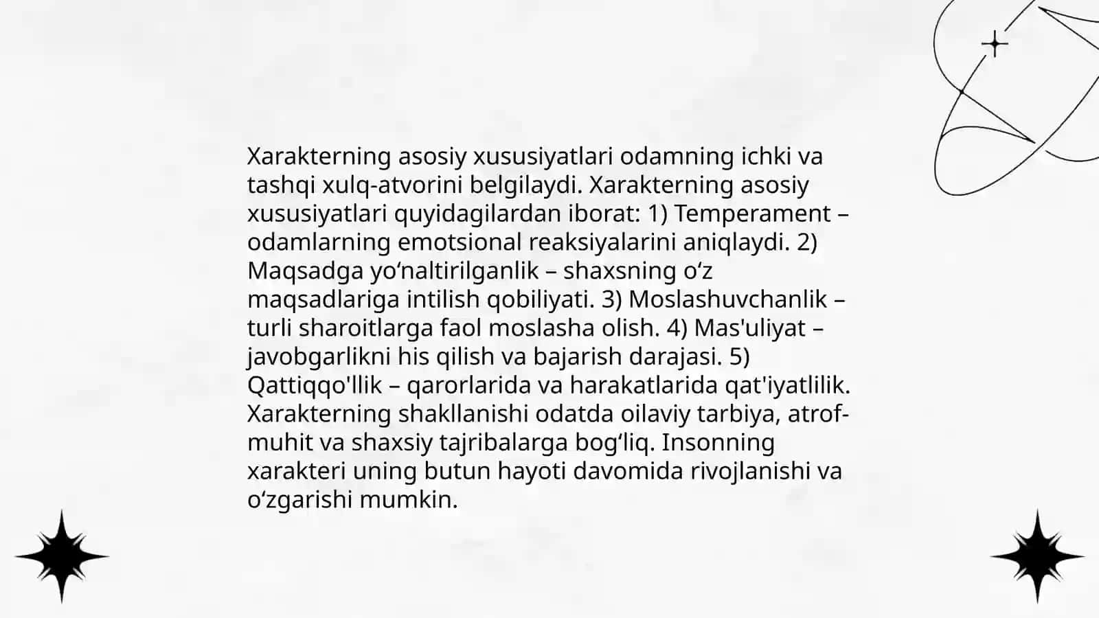 Psixalogiya: Temperament va xarakter. Qobilyat 4